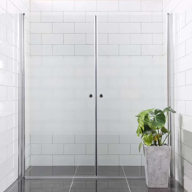 Bathlife Allsidig dusjnisje, 90x80 cm, delvis frostet glass, sølv profil | 40790735