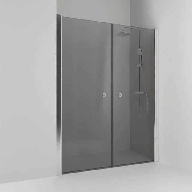 Svedbergs Skoga dusjnisje rett, 138 cm, røykfarget glass, alu blank profil | 60211470