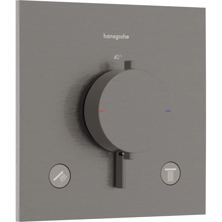 Hansgrohe Ecostat Comfort E dusjtermostat, med 2 uttak, børstet sort krom | 33711340 Hansgrohe Ecostat Comfort E dusjtermostat, med 2 uttak, børstet sort krom | 33711340