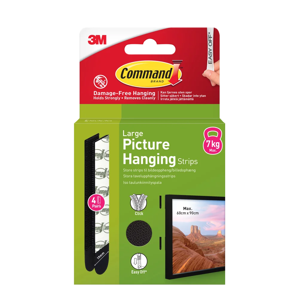 Strips for oppheng av bilder sort stor 4 par/8 strips v:2788130