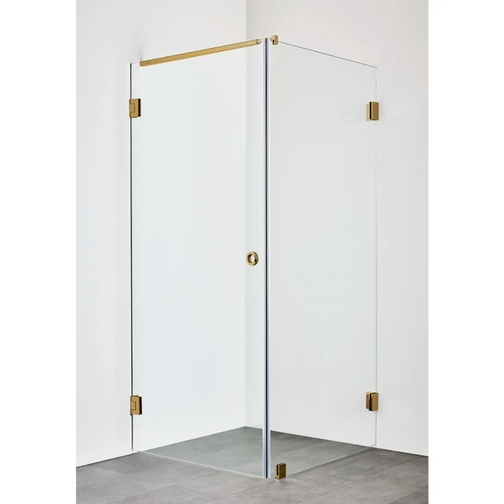 Hafa Infinity Combi dusjhjørne, 90,8x100,8 cm, klart glass, messing profil | 1451205